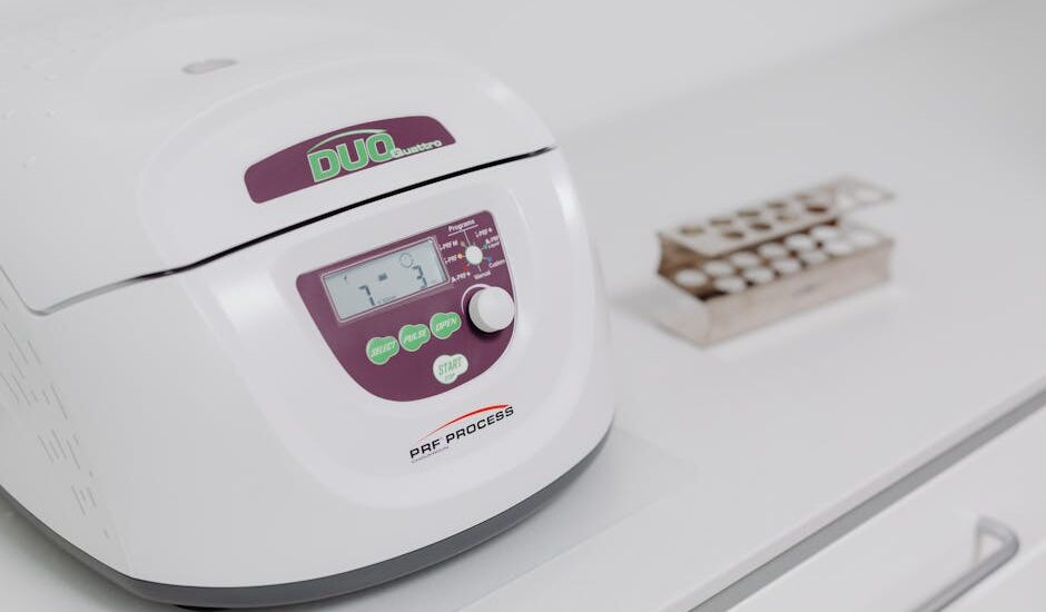 Medical device with digital display on a white counter, illustrating equipment setup for a CPAP machine guide article